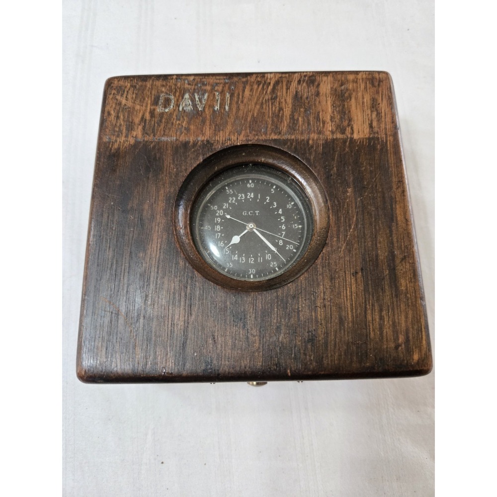 WWII Hamilton G.C.T. Military Navigation Watch – 24 Hr Dial w/ Wooden Case